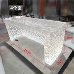 Modern luxury crystal luminous island table, bar, villa, high-end feeling, transparent resin reception, irregular bar counter in front
