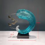 Modern Light Luxury Transparent Resin Sculpture Wave Ornament Hotel Model Room Home Living Room Entrance Decoration Crafts
