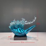 Modern Light Luxury Transparent Resin Sculpture Wave Ornament Hotel Model Room Home Living Room Entrance Decoration Crafts