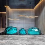 Hotel Club Large Transparent Landscape Stone Sculpture Resin Ornaments Sales Office Villa Pond Decorative Artwork