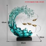Modern Light Luxury Transparent Resin Sculpture Wave Ornament Hotel Model Room Home Living Room Entrance Decoration Crafts
