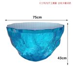 Transparent blue deep ocean tea table, modern light luxury living room, household resin table, high-end art crystal circular tea table