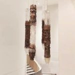 Transparent resin ceiling hanging wooden columns, sculptures, hotel sales offices, villas, aerial hanging art ornaments