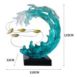 Modern Light Luxury Transparent Resin Sculpture Wave Ornament Hotel Model Room Home Living Room Entrance Decoration Crafts