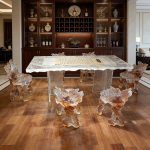 Modern minimalist transparent resin crystal glacier tea table designer with a high-end feel, home office water ripple table