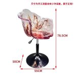 Light luxury household dining chair, transparent resin, high-end petal bar counter chair, designer style, adjustable and rotatable high foot stool