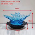 Transparent resin water droplet spray sculpture hotel large floor decoration villa living room entrance decoration art hanging decoration