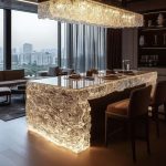 High-end villa bar front desk minimalist luminous island bar counter dining table custom transparent resin ice block bar art tea table