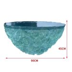 Transparent blue deep ocean tea table, modern light luxury living room, household resin table, high-end art crystal circular tea table