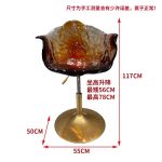 Light luxury household dining chair, transparent resin, high-end petal bar counter chair, designer style, adjustable and rotatable high foot stool