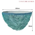 Transparent blue deep ocean tea table, modern light luxury living room, household resin table, high-end art crystal circular tea table