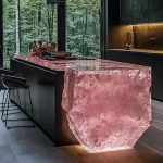 High-end villa bar front desk minimalist luminous island bar counter dining table custom transparent resin ice block bar art tea table
