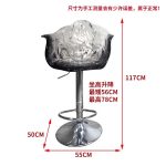 Light luxury household dining chair, transparent resin, high-end petal bar counter chair, designer style, adjustable and rotatable high foot stool