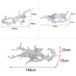 Transparent waves hanging in the air in the hotel lobby, artistic decorative resin ornaments hanging from the ceiling of the sales office in the shopping mall