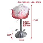 Light luxury household dining chair, transparent resin, high-end petal bar counter chair, designer style, adjustable and rotatable high foot stool