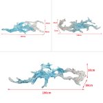 Transparent waves hanging in the air in the hotel lobby, artistic decorative resin ornaments hanging from the ceiling of the sales office in the shopping mall