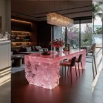 High-end villa bar front desk minimalist luminous island bar counter dining table custom transparent resin ice block bar art tea table