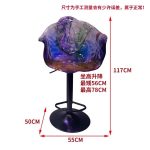 Light luxury household dining chair, transparent resin, high-end petal bar counter chair, designer style, adjustable and rotatable high foot stool