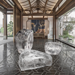 Transparent resin luminous landscape stone sculpture villa courtyard hotel pool model room floor soft decoration ornament