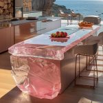 High-end villa bar front desk minimalist luminous island bar counter dining table custom transparent resin ice block bar art tea table