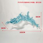 Transparent waves hanging in the air in the hotel lobby, artistic decorative resin ornaments hanging from the ceiling of the sales office in the shopping mall