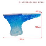 Transparent resin luminous crystal island, light luxury home dining table, ice cubes, stones, high-end feeling, hotel reception bar, front desk