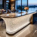 High-end villa bar front desk minimalist luminous island bar counter dining table custom transparent resin ice block bar art tea table