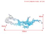 Transparent waves hanging in the air in the hotel lobby, artistic decorative resin ornaments hanging from the ceiling of the sales office in the shopping mall