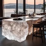 High-end villa bar front desk minimalist luminous island bar counter dining table custom transparent resin ice block bar art tea table