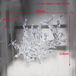 Transparent waves hanging in the air in the hotel lobby, artistic decorative resin ornaments hanging from the ceiling of the sales office in the shopping mall