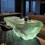 High-end villa bar front desk minimalist luminous island bar counter dining table custom transparent resin ice block bar art tea table