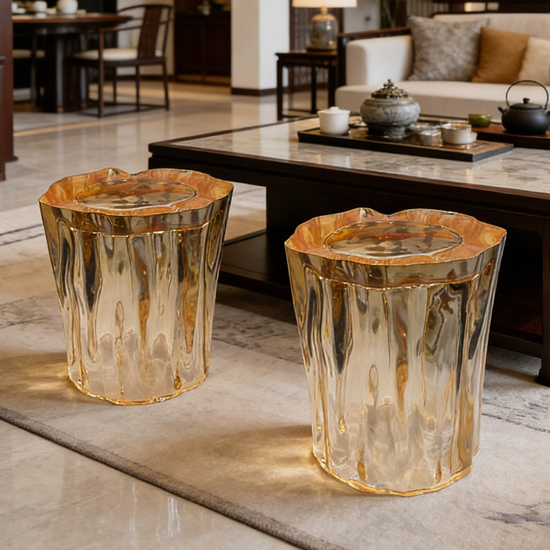 Modern minimalist transparent resin bench, livi...