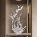 Modern luxury transparent resin foam ornament, large floor standing sculpture, hotel living room, foyer, model room artwork