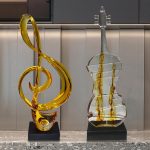 Modern musical instrument ornaments villa bar music table living room transparent resin tabletop decoration sculpture artwork