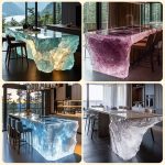 High-end villa bar front desk minimalist luminous island bar counter dining table custom transparent resin ice block bar art tea table