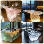 High-end villa bar front desk minimalist luminous island bar counter dining table custom transparent resin ice block bar art tea table