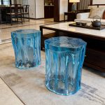 Modern minimalist transparent resin bench, living room, study, home office, business negotiation, light luxury crystal pedestal chair
