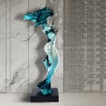 Modern abstract transparent resin sculpture, large floor standing ornament, hotel lobby, sales office, corridor decoration artwork