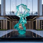 Modern abstract large transparent resin sculpture the Taihu Lake stone decoration hotel sales office sample room soft decoration handicraft