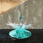 Transparent resin water droplet spray sculpture hotel large floor decoration villa living room entrance decoration art hanging decoration