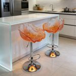 Light luxury household dining chair, transparent resin, high-end petal bar counter chair, designer style, adjustable and rotatable high foot stool