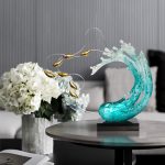 Modern Light Luxury Transparent Resin Sculpture Wave Ornament Hotel Model Room Home Living Room Entrance Decoration Crafts