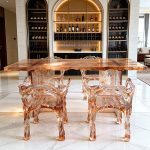 Modern minimalist transparent resin crystal glacier tea table designer with a high-end feel, home office water ripple table