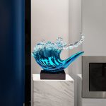 Modern Light Luxury Transparent Resin Sculpture Wave Ornament Hotel Model Room Home Living Room Entrance Decoration Crafts