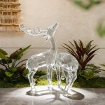 Transparent Crystal Deer Sculpture Large Hotel Sales Office Square Garden Staircase Resin Decoration Floor Decoration