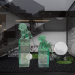 Transparent gold foil lion landing ornament Pixiu tie horse stake pillar Hotel sales office Villa wealth attraction Town house sculpture