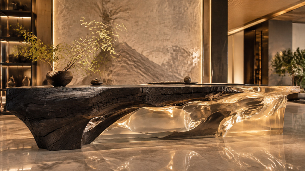 Charred Timber and Polymer Fusion: Thermal Carbonization Control and Interface Adhesion in Luxury Interiors（images 1）